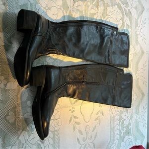 Black Leather Over the Knee Boots